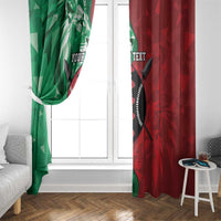 Personalized Kenya Maasai Shield Window Curtain Green Red Kenyan Lion Half Style - Wonder Print Shop