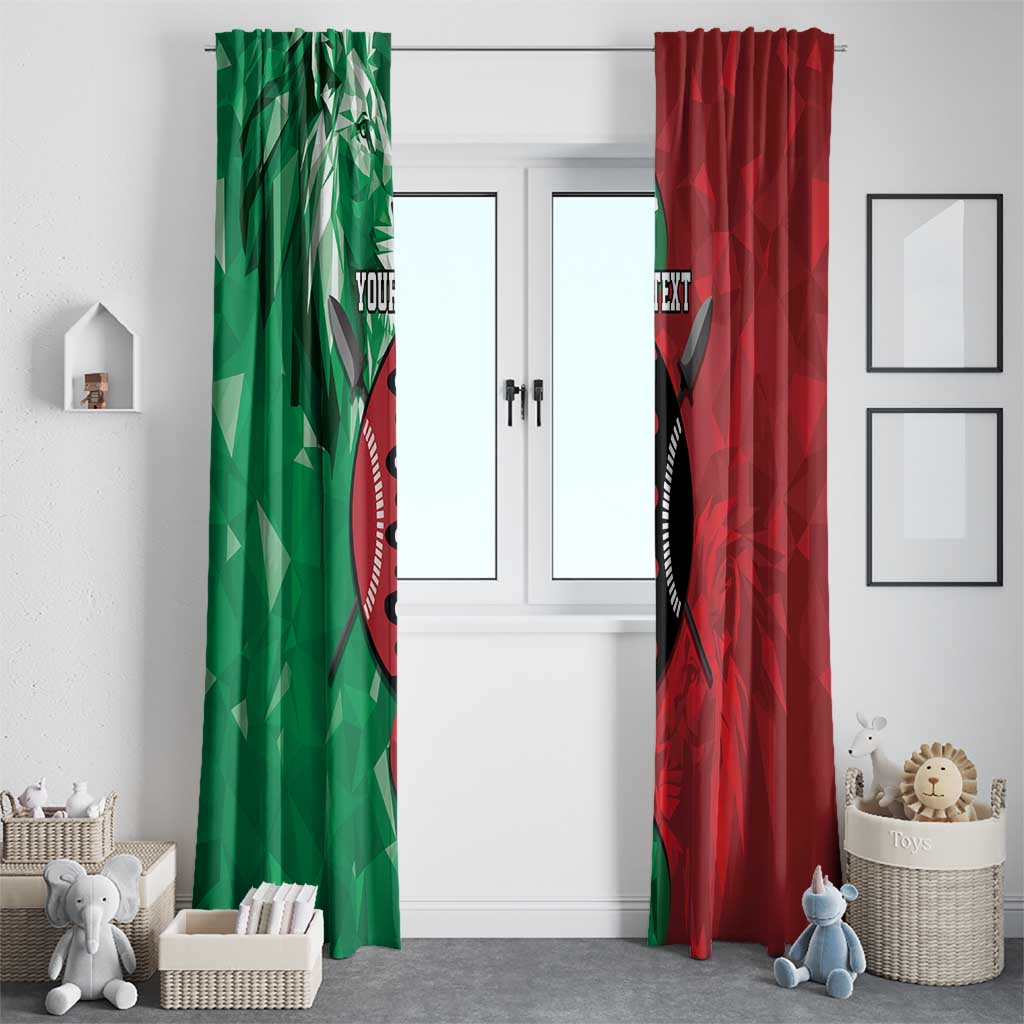 Personalized Kenya Maasai Shield Window Curtain Green Red Kenyan Lion Half Style - Wonder Print Shop
