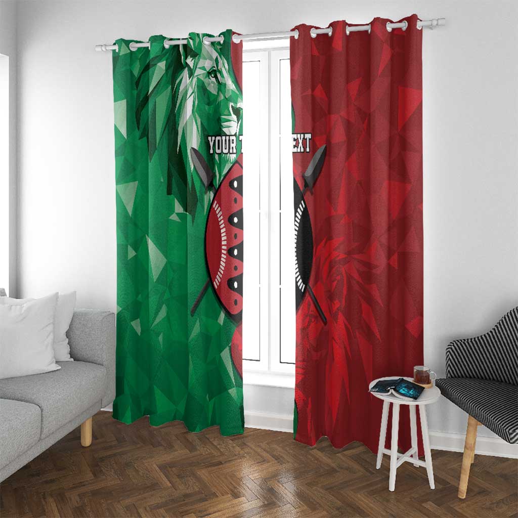 Personalized Kenya Maasai Shield Window Curtain Green Red Kenyan Lion Half Style - Wonder Print Shop