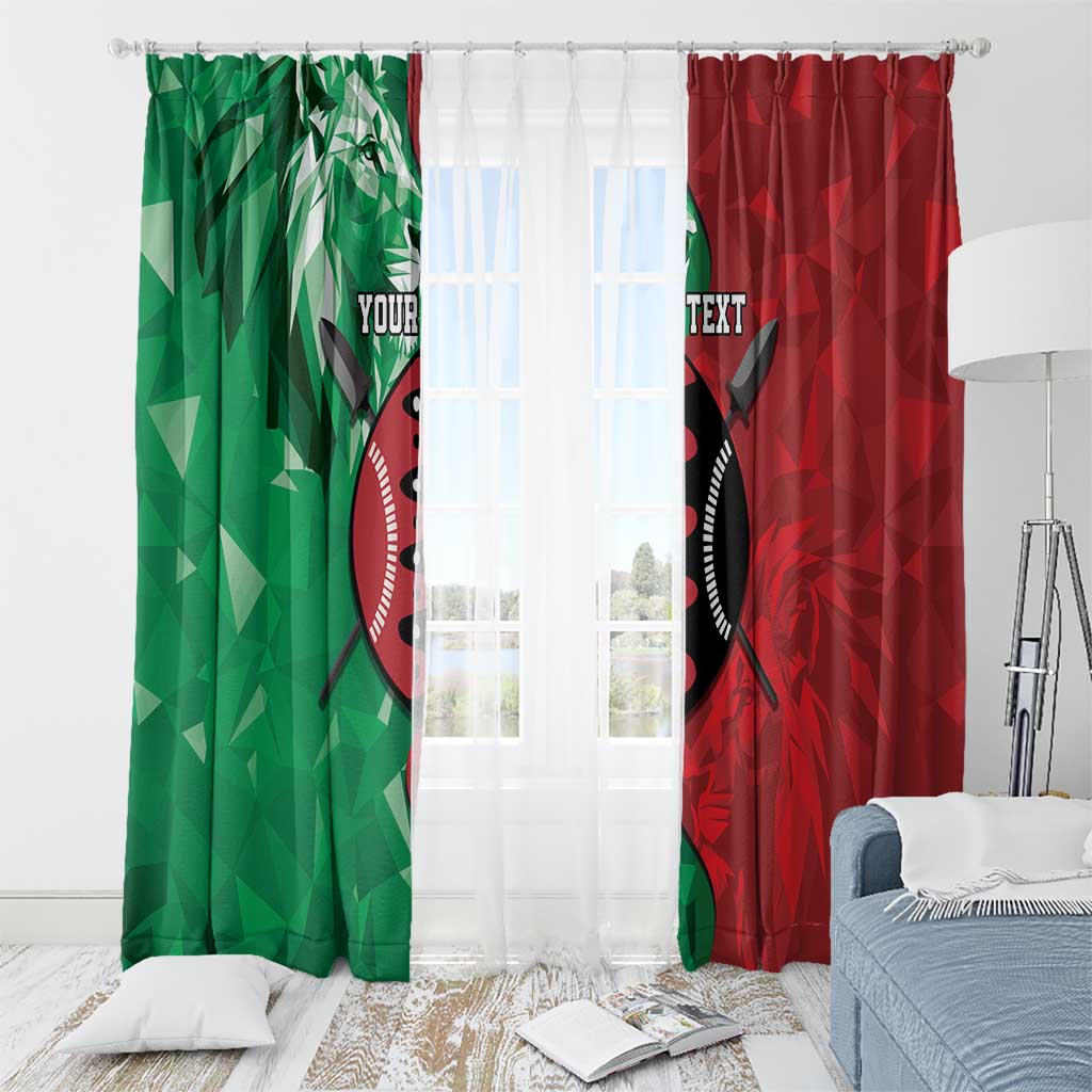 Personalized Kenya Maasai Shield Window Curtain Green Red Kenyan Lion Half Style - Wonder Print Shop