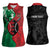 Personalized Kenya Maasai Shield Women Sleeveless Polo Shirt Green Red Kenyan Lion Half Style - Wonder Print Shop