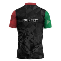 Personalized Kenya Maasai Shield Zipper Polo Shirt Green Red Kenyan Lion Half Style - Wonder Print Shop