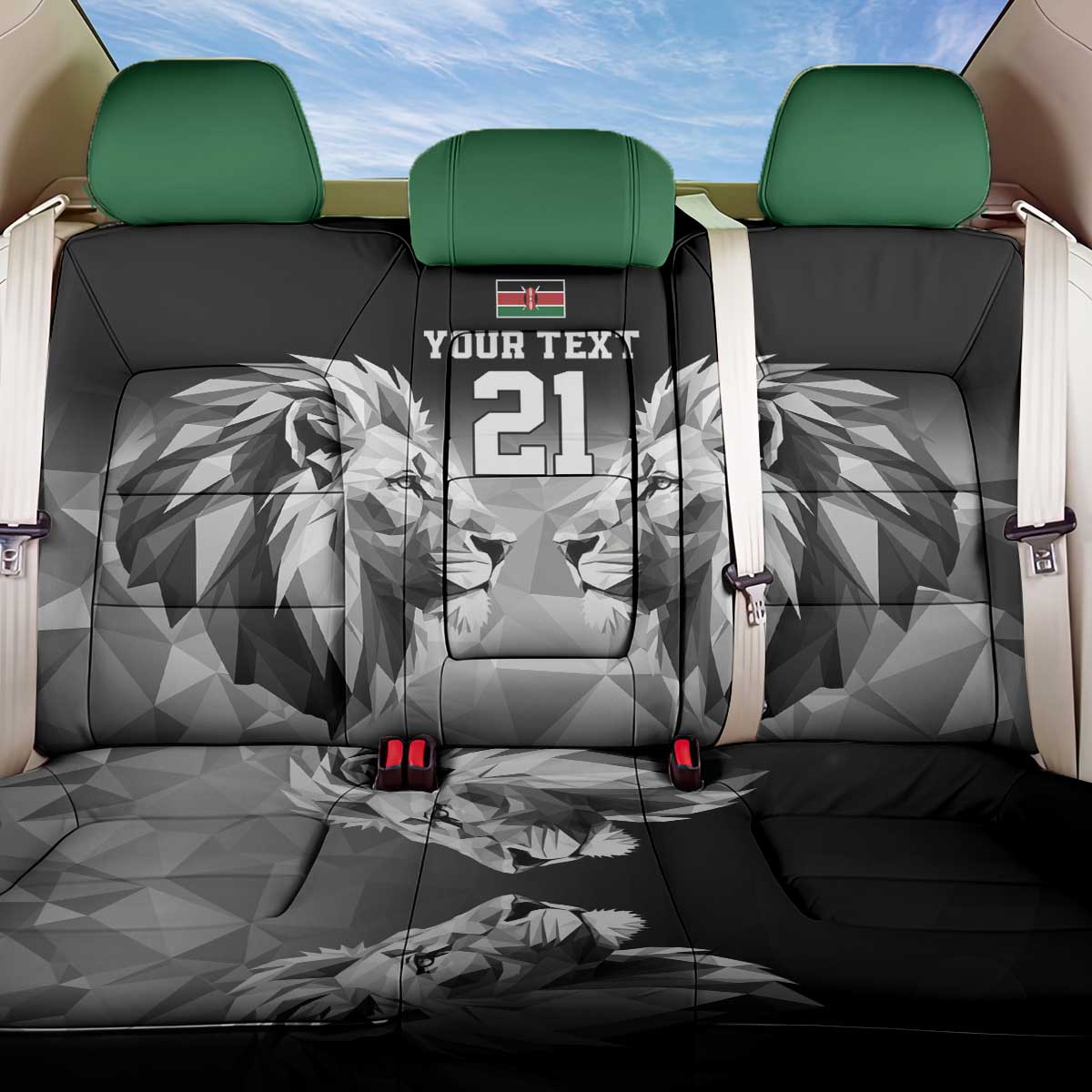 Kenya Rugby Custom Back Car Seat Cover Black Kenyan 22-23 Motif - Wonder Print Shop