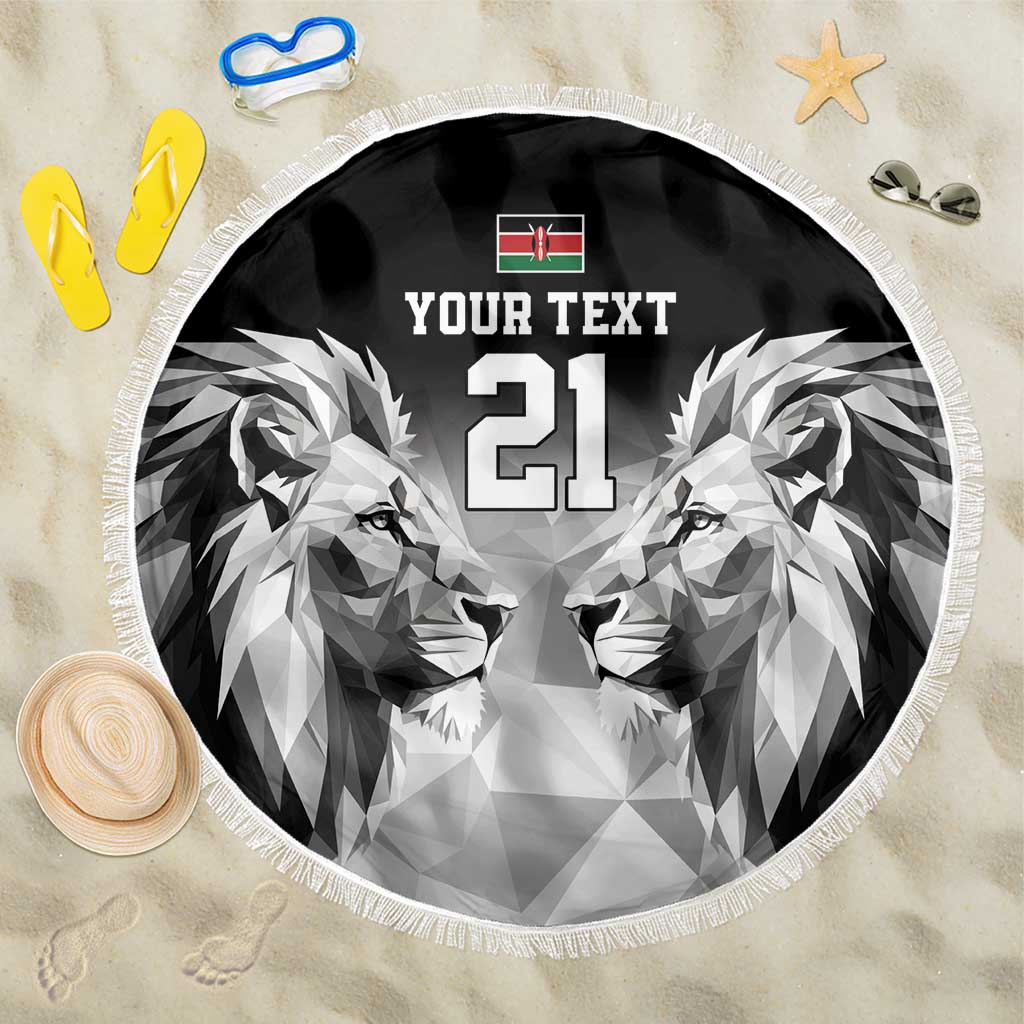 Kenya Rugby Custom Beach Blanket Black Kenyan 22-23 Motif - Wonder Print Shop