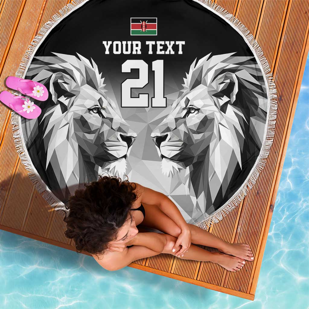Kenya Rugby Custom Beach Blanket Black Kenyan 22-23 Motif - Wonder Print Shop