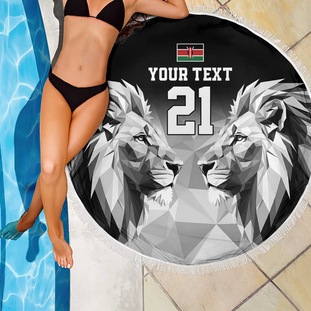 Kenya Rugby Custom Beach Blanket Black Kenyan 22-23 Motif - Wonder Print Shop