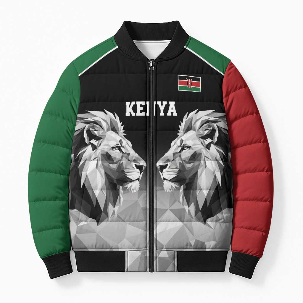 Kenya Rugby Custom Bomber Puffer Jacket Black Kenyan 22-23 Motif - Wonder Print Shop