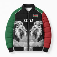Kenya Rugby Custom Bomber Puffer Jacket Black Kenyan 22-23 Motif - Wonder Print Shop