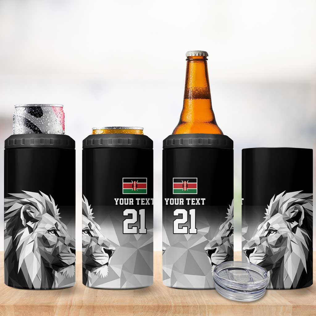 Kenya Rugby Custom 4 in 1 Can Cooler Tumbler Black Kenyan 22-23 Motif - Wonder Print Shop