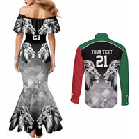 Kenya Rugby Custom Couples Matching Mermaid Dress and Long Sleeve Button Shirt Black Kenyan 22-23 Motif - Wonder Print Shop