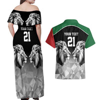 Kenya Rugby Custom Couples Matching Off Shoulder Maxi Dress and Hawaiian Shirt Black Kenyan 22-23 Motif - Wonder Print Shop