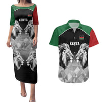 Kenya Rugby Custom Couples Matching Puletasi and Hawaiian Shirt Black Kenyan 22-23 Motif - Wonder Print Shop