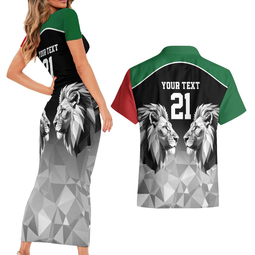 Kenya Rugby Custom Couples Matching Short Sleeve Bodycon Dress and Hawaiian Shirt Black Kenyan 22-23 Motif - Wonder Print Shop