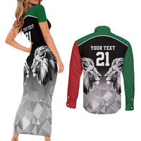 Kenya Rugby Custom Couples Matching Short Sleeve Bodycon Dress and Long Sleeve Button Shirt Black Kenyan 22-23 Motif - Wonder Print Shop