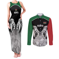 Kenya Rugby Custom Couples Matching Tank Maxi Dress and Long Sleeve Button Shirt Black Kenyan 22-23 Motif - Wonder Print Shop