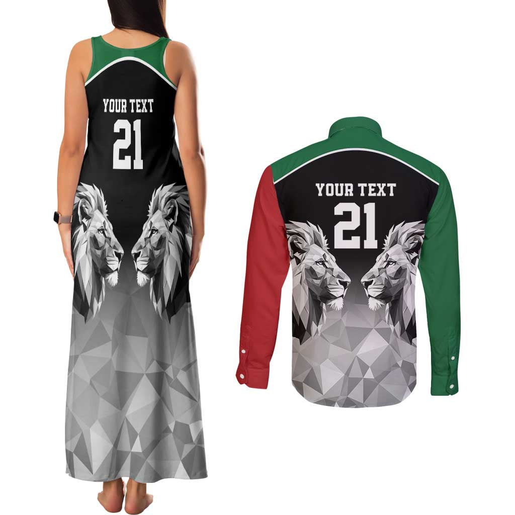 Kenya Rugby Custom Couples Matching Tank Maxi Dress and Long Sleeve Button Shirt Black Kenyan 22-23 Motif - Wonder Print Shop
