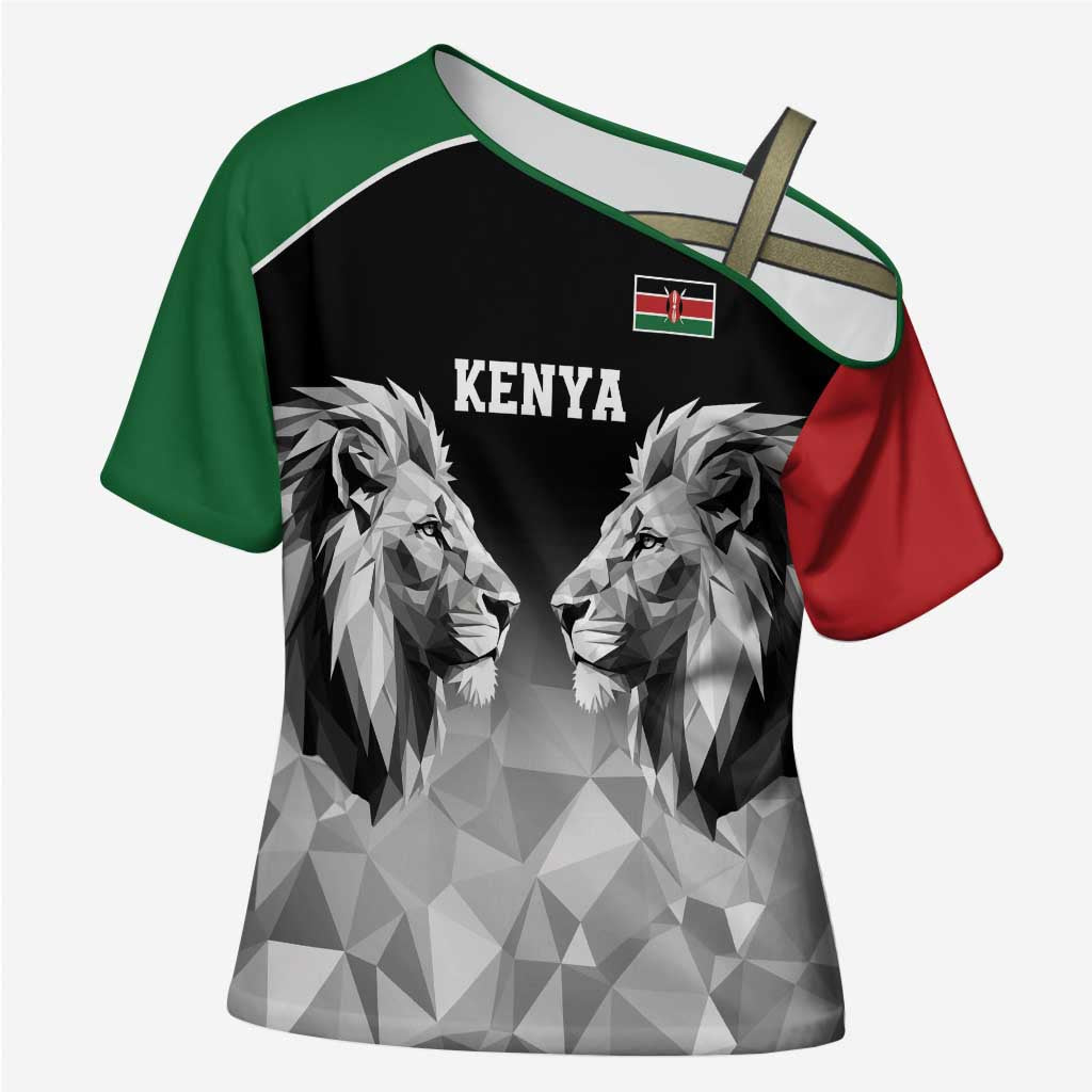 Kenya Rugby Custom Cross Shoulder Shirt Black Kenyan 22-23 Motif - Wonder Print Shop