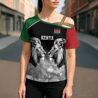 Kenya Rugby Custom Cross Shoulder Shirt Black Kenyan 22-23 Motif - Wonder Print Shop