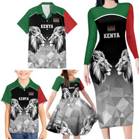 Kenya Rugby Custom Family Matching Long Sleeve Bodycon Dress and Hawaiian Shirt Black Kenyan 22-23 Motif - Wonder Print Shop