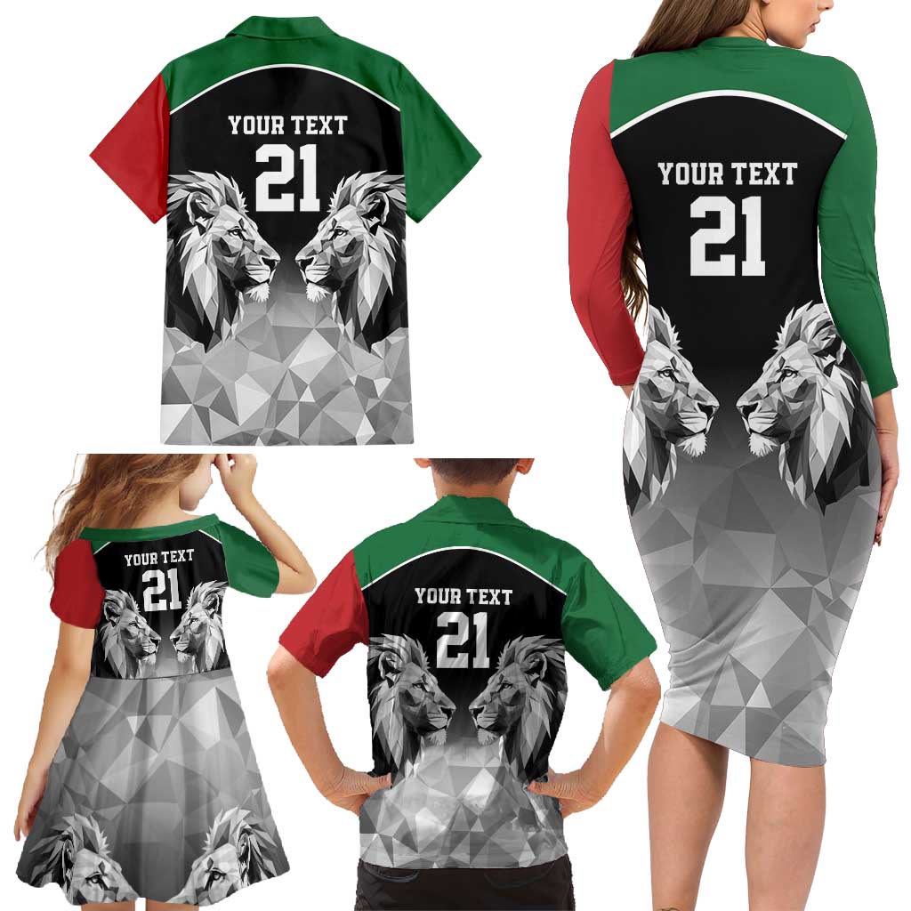 Kenya Rugby Custom Family Matching Long Sleeve Bodycon Dress and Hawaiian Shirt Black Kenyan 22-23 Motif - Wonder Print Shop