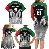 Kenya Rugby Custom Family Matching Long Sleeve Bodycon Dress and Hawaiian Shirt Black Kenyan 22-23 Motif - Wonder Print Shop