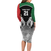 Kenya Rugby Custom Family Matching Long Sleeve Bodycon Dress and Hawaiian Shirt Black Kenyan 22-23 Motif - Wonder Print Shop