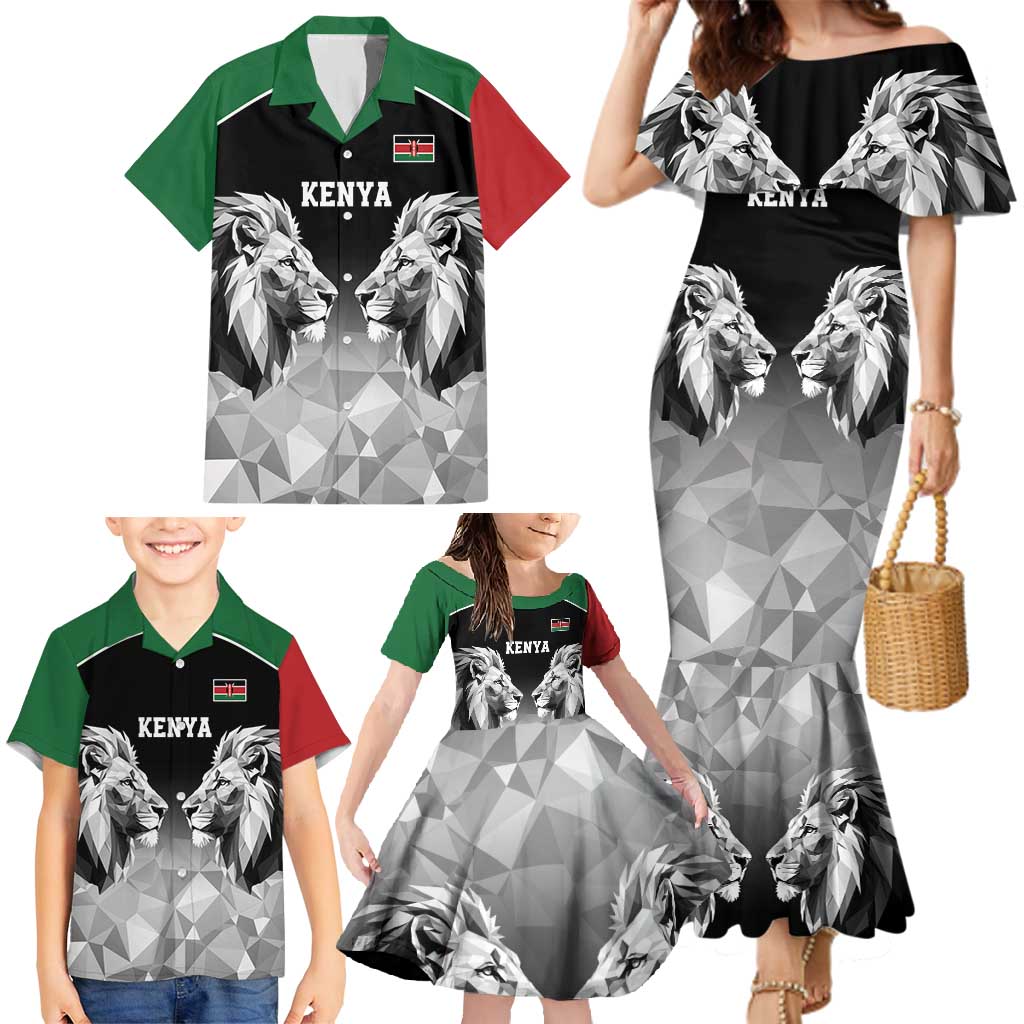 Kenya Rugby Custom Family Matching Mermaid Dress and Hawaiian Shirt Black Kenyan 22-23 Motif - Wonder Print Shop