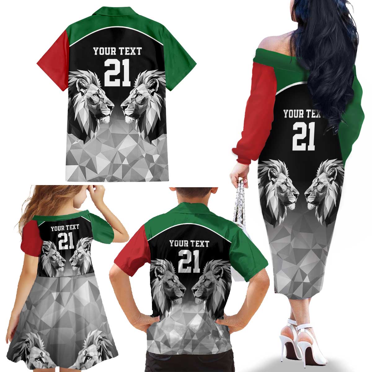 Kenya Rugby Custom Family Matching Off The Shoulder Long Sleeve Dress and Hawaiian Shirt Black Kenyan 22-23 Motif - Wonder Print Shop