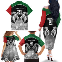 Kenya Rugby Custom Family Matching Off The Shoulder Long Sleeve Dress and Hawaiian Shirt Black Kenyan 22-23 Motif - Wonder Print Shop