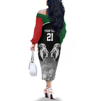 Kenya Rugby Custom Family Matching Off The Shoulder Long Sleeve Dress and Hawaiian Shirt Black Kenyan 22-23 Motif - Wonder Print Shop