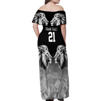 Kenya Rugby Custom Family Matching Off Shoulder Maxi Dress and Hawaiian Shirt Black Kenyan 22-23 Motif - Wonder Print Shop