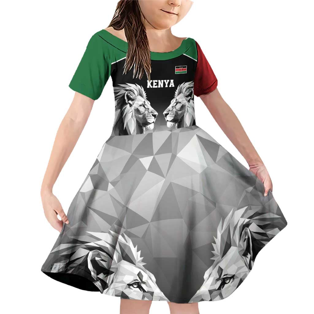 Kenya Rugby Custom Family Matching Off Shoulder Short Dress and Hawaiian Shirt Black Kenyan 22-23 Motif - Wonder Print Shop