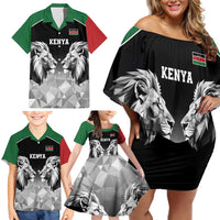 Kenya Rugby Custom Family Matching Off Shoulder Short Dress and Hawaiian Shirt Black Kenyan 22-23 Motif - Wonder Print Shop