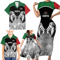 Kenya Rugby Custom Family Matching Short Sleeve Bodycon Dress and Hawaiian Shirt Black Kenyan 22-23 Motif - Wonder Print Shop