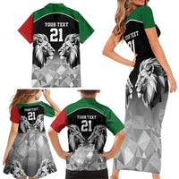 Kenya Rugby Custom Family Matching Short Sleeve Bodycon Dress and Hawaiian Shirt Black Kenyan 22-23 Motif - Wonder Print Shop