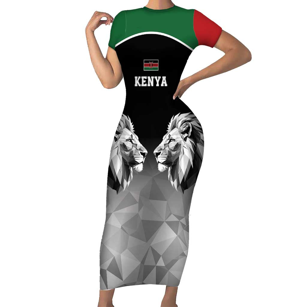 Kenya Rugby Custom Family Matching Short Sleeve Bodycon Dress and Hawaiian Shirt Black Kenyan 22-23 Motif - Wonder Print Shop