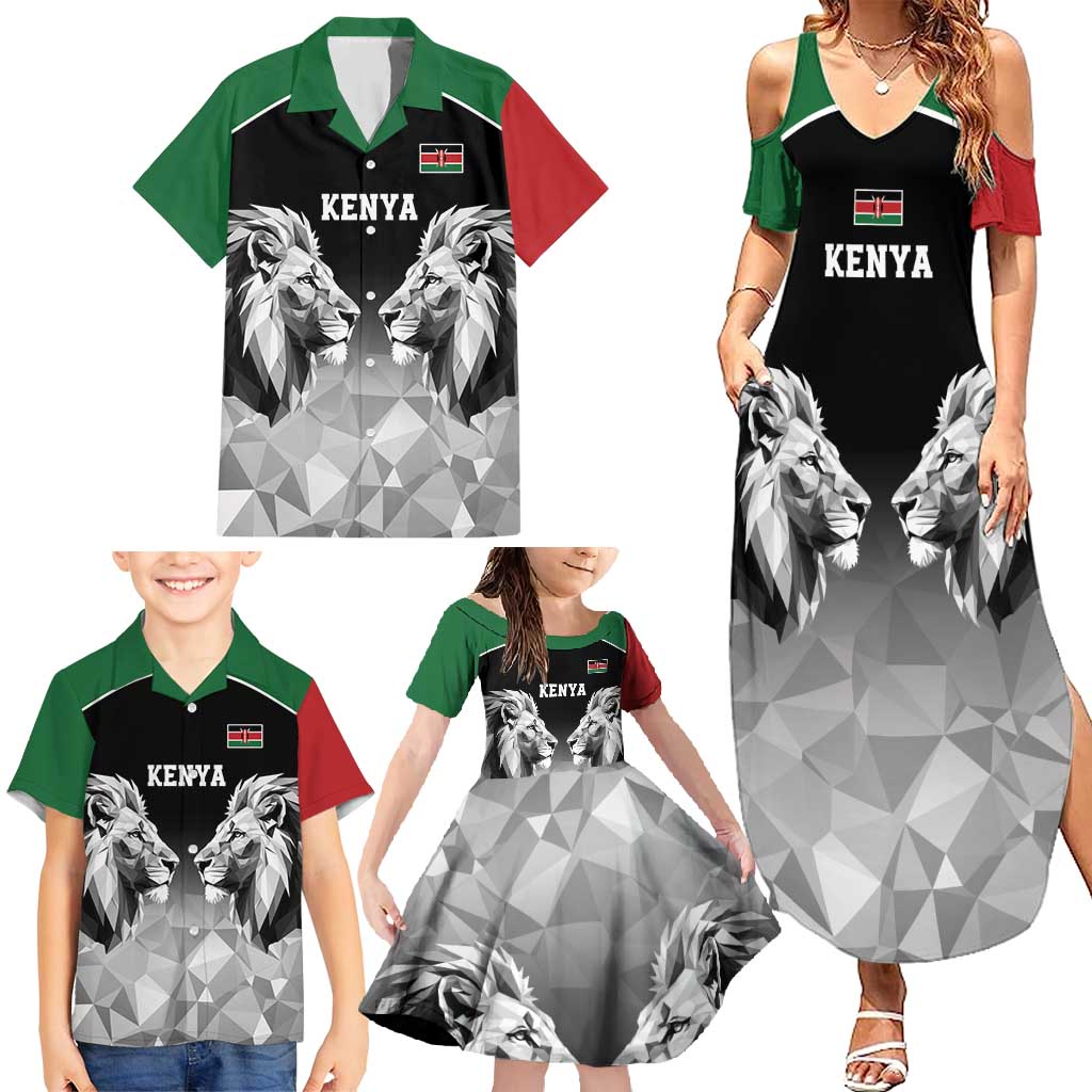 Kenya Rugby Custom Family Matching Summer Maxi Dress and Hawaiian Shirt Black Kenyan 22-23 Motif - Wonder Print Shop