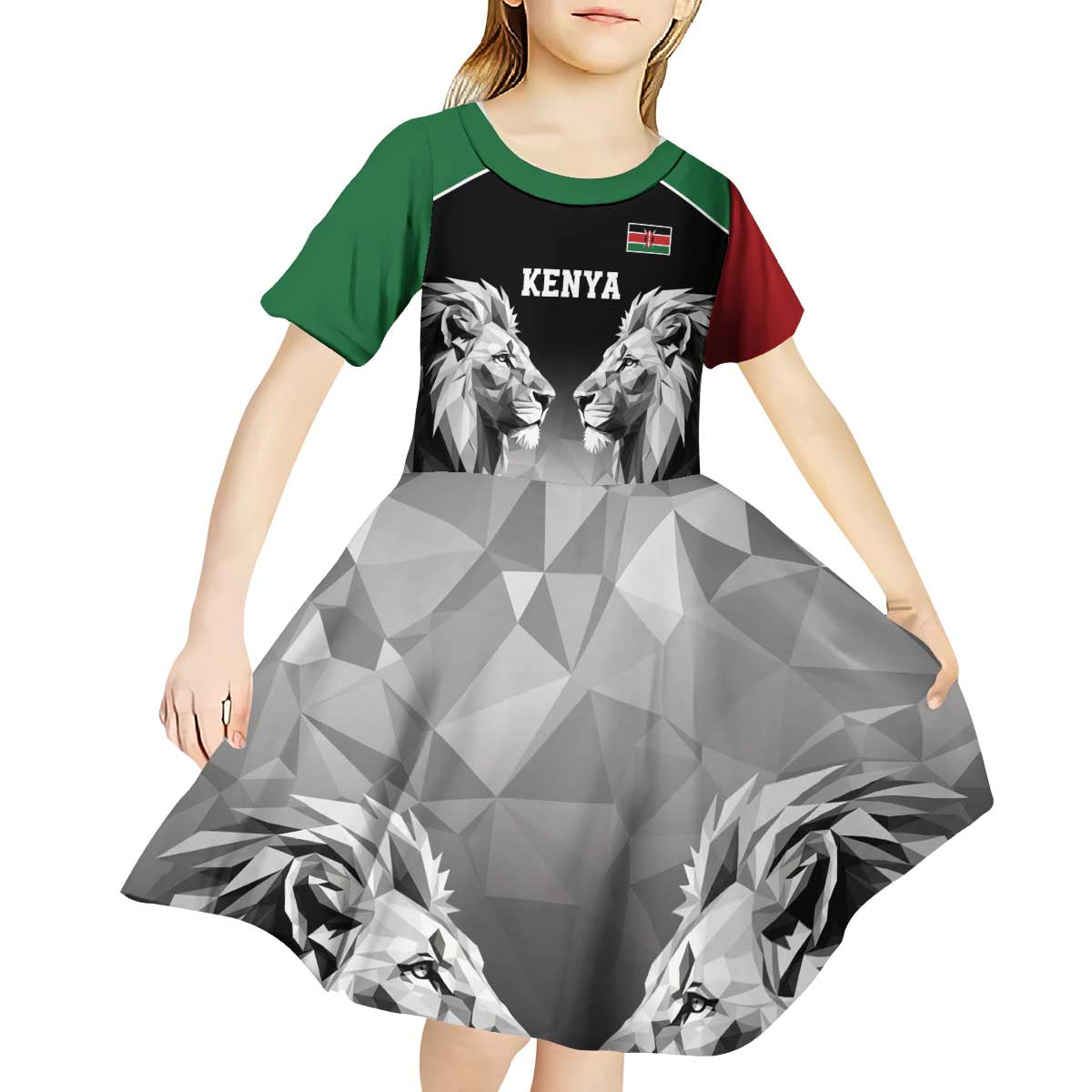 Kenya Rugby Custom Kid Short Sleeve Dress Black Kenyan 22-23 Motif - Wonder Print Shop