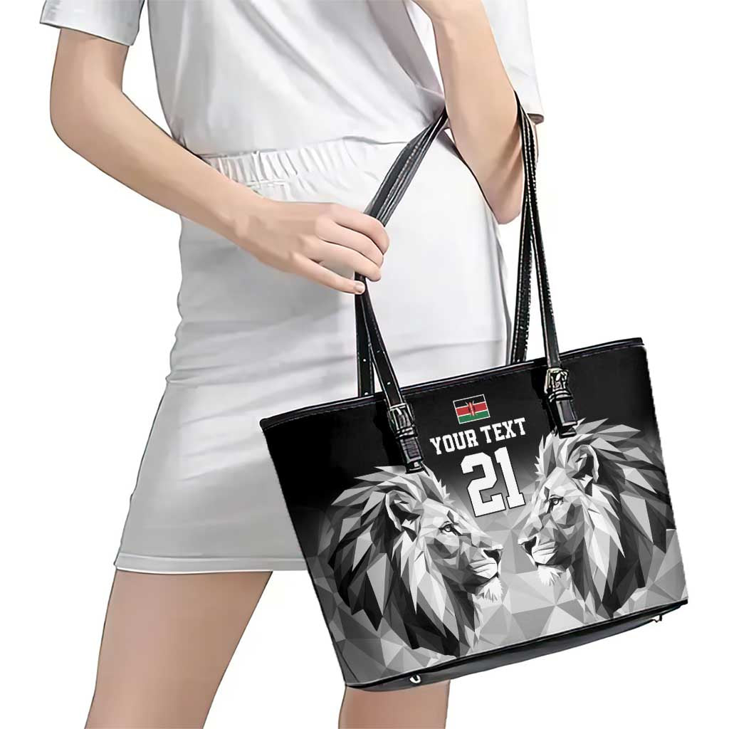 Kenya Rugby Custom Leather Tote Bag Black Kenyan 22-23 Motif - Wonder Print Shop