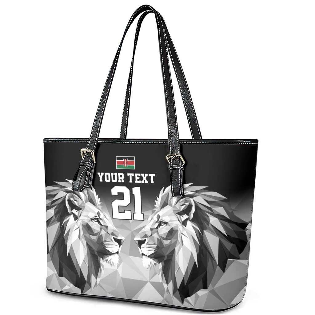 Kenya Rugby Custom Leather Tote Bag Black Kenyan 22-23 Motif - Wonder Print Shop