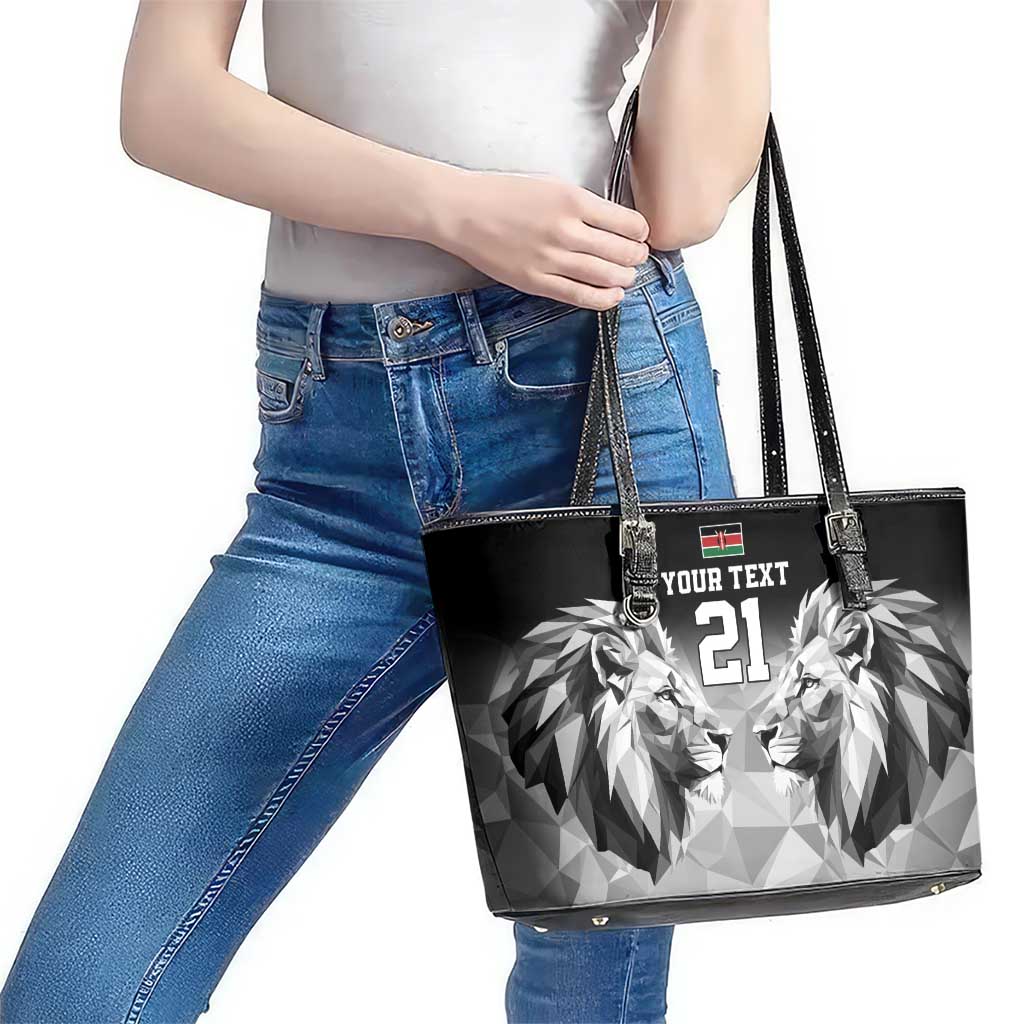 Kenya Rugby Custom Leather Tote Bag Black Kenyan 22-23 Motif - Wonder Print Shop