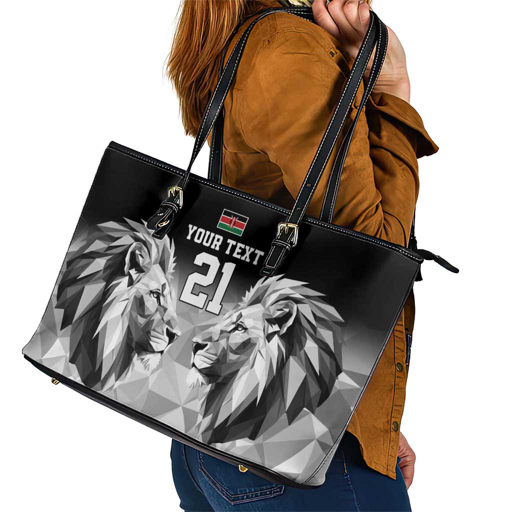 Kenya Rugby Custom Leather Tote Bag Black Kenyan 22-23 Motif - Wonder Print Shop