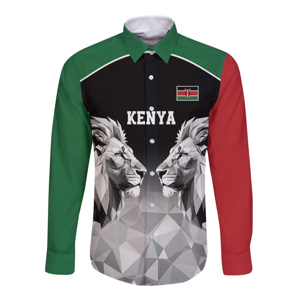 Kenya Rugby Custom Long Sleeve Button Shirt Black Kenyan 22-23 Motif - Wonder Print Shop