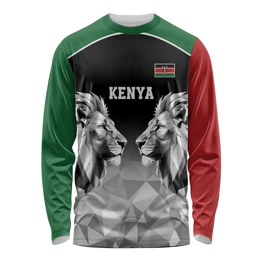 Kenya Rugby Custom Long Sleeve Shirt Black Kenyan 22-23 Motif - Wonder Print Shop