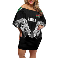 Kenya Rugby Custom Off Shoulder Short Dress Black Kenyan 22-23 Motif - Wonder Print Shop