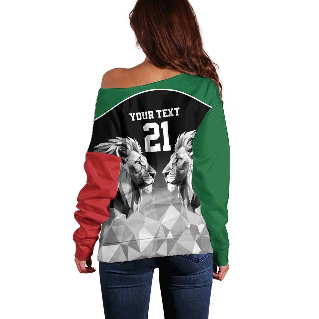 Kenya Rugby Custom Off Shoulder Sweater Black Kenyan 22-23 Motif - Wonder Print Shop