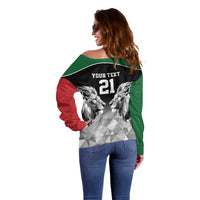 Kenya Rugby Custom Off Shoulder Sweater Black Kenyan 22-23 Motif - Wonder Print Shop