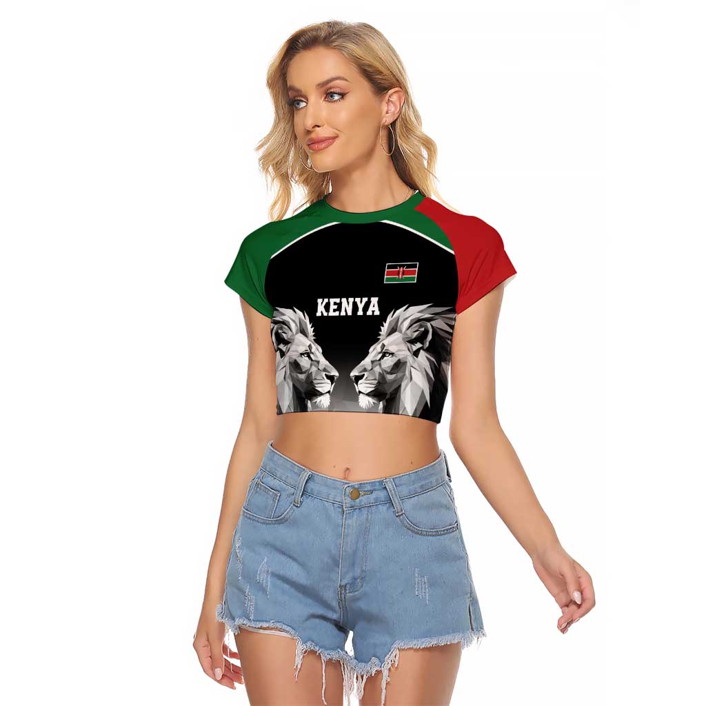 Kenya Rugby Custom Raglan Cropped T Shirt Black Kenyan 22-23 Motif - Wonder Print Shop