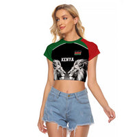 Kenya Rugby Custom Raglan Cropped T Shirt Black Kenyan 22-23 Motif - Wonder Print Shop