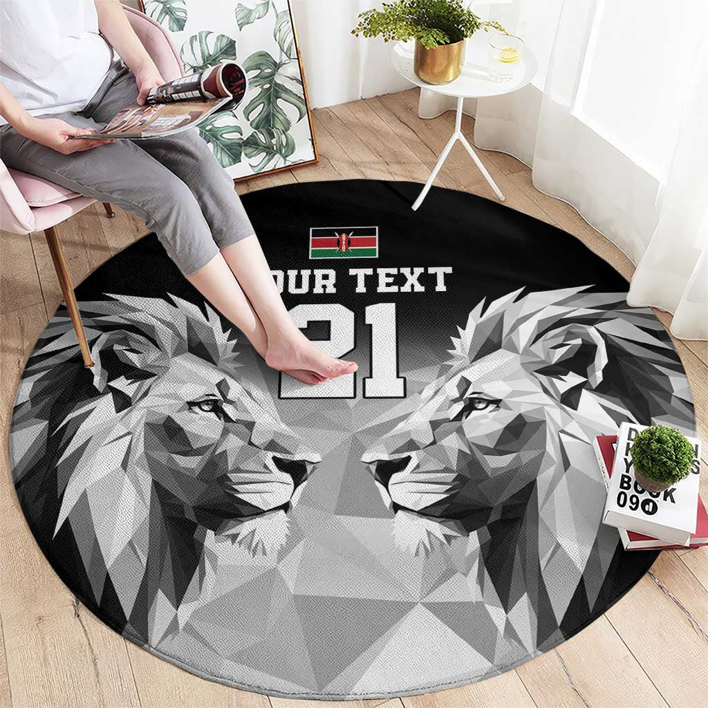 Kenya Rugby Custom Round Carpet Black Kenyan 22-23 Motif - Wonder Print Shop